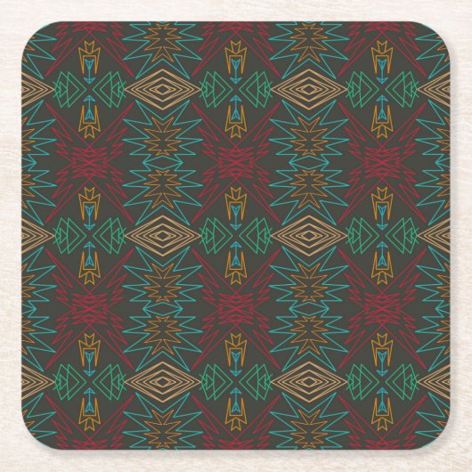 Aztec Native American Geometric Lined Pattern Art Kartonnen Onderzetters (Voorkant)