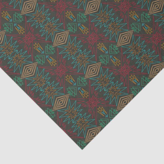Aztec Native American Geometric Lined Pattern Art Tissuepapier (Detail)