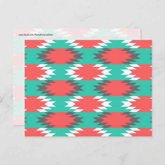 Aztec Native American Turquoise en Pink Pattern Briefkaart (Voorkant / Achterkant)