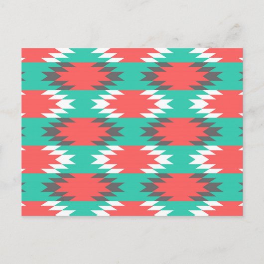 Aztec Native American Turquoise en Pink Pattern Briefkaart (Voorkant)