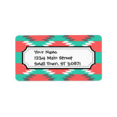 Aztec Native American Turquoise en Pink Pattern Etiket (Voorkant)