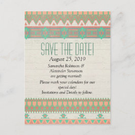Aztec Native Pastel Peach/Aqua Save the Date Aankondigingskaart