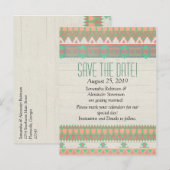 Aztec Native Pastel Peach/Aqua Save the Date Aankondigingskaart (Voorkant / Achterkant)