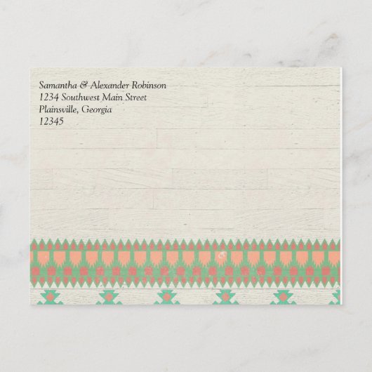 Aztec Native Pastel Peach/Aqua Save the Date Aankondigingskaart (Achterkant)