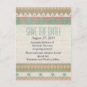 Aztec Native Pastel Peach/Aqua Save the Date Aankondigingskaart (Voorkant)