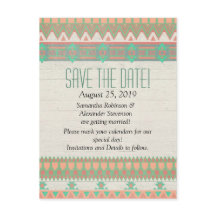Aztec Native Pastel Peach/Aqua Save the Date