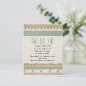 Aztec Native Pastel Peach/Aqua Save the Date Aankondigingskaart (Staand voorkant)
