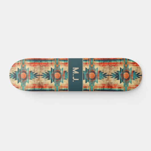 Aztec Navajo Grunge Monogram Skateboard (Horizontaal)