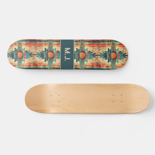 Aztec Navajo Grunge Monogram Skateboard (Horizontaal)