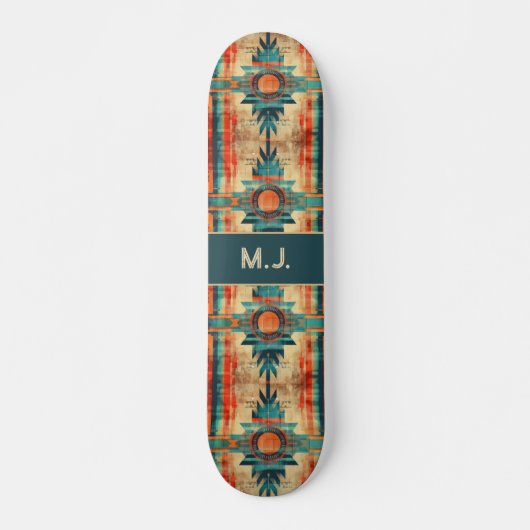 Aztec Navajo Grunge Monogram Skateboard (Voorkant)