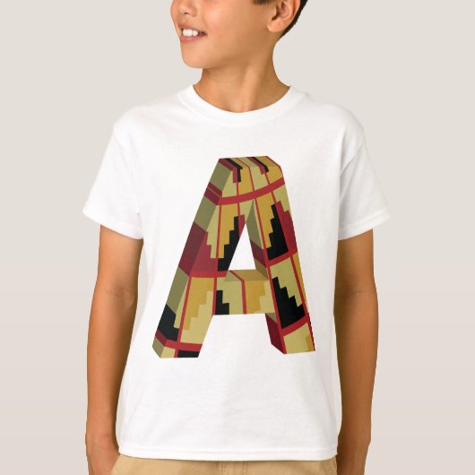 Aztec Navajo Pattern Letter A T-shirt (Voorkant)