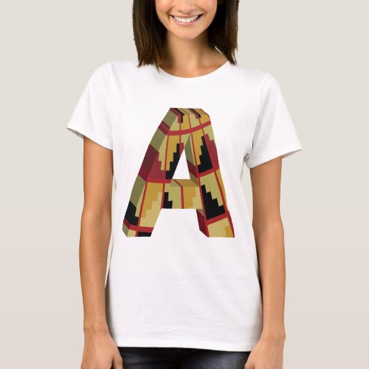 Aztec Navajo Pattern Letter A T-shirt (Voorkant)