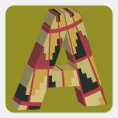 Aztec Navajo Pattern Letter A Vierkante Sticker (Voorkant)