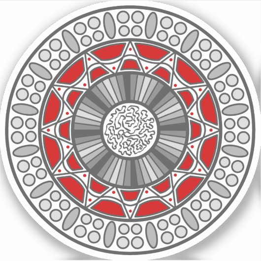 Aztec ontmoet Alien Contour Sticker (Voorkant)