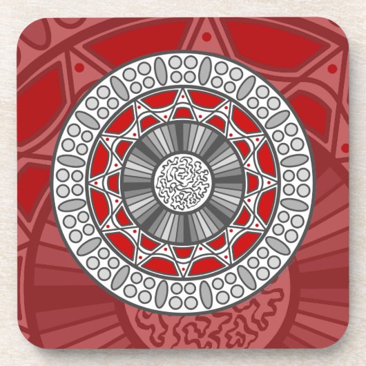 Aztec ontmoet Alien Square Coaster Onderzetter (Voorkant)