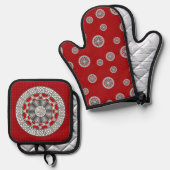 Aztec ontmoet buitenaards ovenwant & pannenlap set (Voorkant / Achterkant)