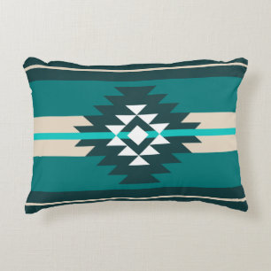 Aztec-ontwerp in turkooiskleur accent kussen