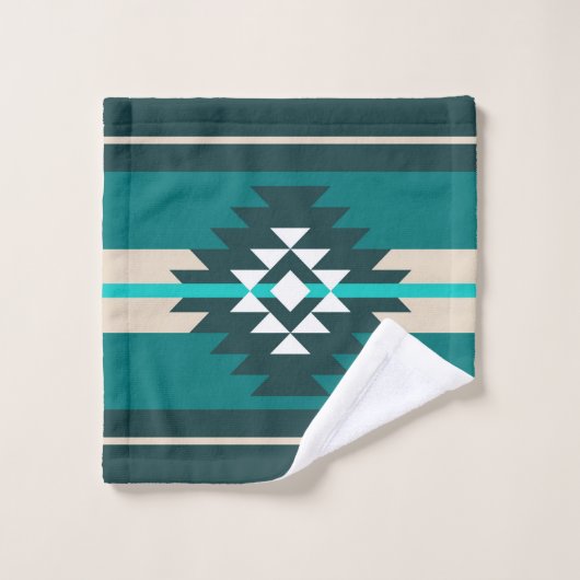 Aztec-ontwerp in turkooiskleur bad handdoek (Wasdoekje)