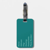 Aztec-ontwerp in turkooiskleur bagagelabel (Achterkant verticaal)