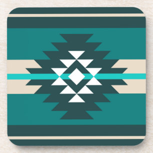 Aztec-ontwerp in turkooiskleur bier onderzetter