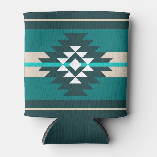 Aztec-ontwerp in turkooiskleur blikjeskoeler (Voorkant)