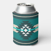 Aztec-ontwerp in turkooiskleur blikjeskoeler (Blikje Achterkant)