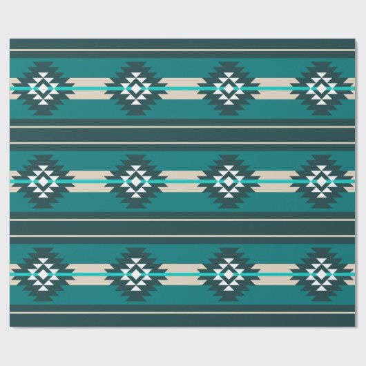 Aztec-ontwerp in turkooiskleur cadeaupapier (Vlak)