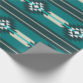 Aztec-ontwerp in turkooiskleur cadeaupapier (Hoek)