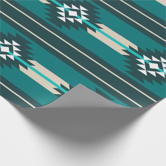 Aztec-ontwerp in turkooiskleur cadeaupapier (Hoek)