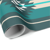 Aztec-ontwerp in turkooiskleur cadeaupapier (Rol Hoek)