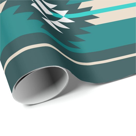 Aztec-ontwerp in turkooiskleur cadeaupapier (Rol Hoek)