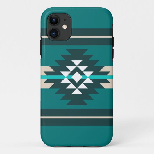 Aztec-ontwerp in turkooiskleur Case-Mate iPhone case (Achterkant)