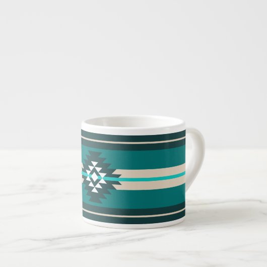 Aztec-ontwerp in turkooiskleur espresso kop (Voorkant rechts)