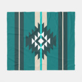 Aztec-ontwerp in turkooiskleur fleece deken (Voorkant (Horizontaal))