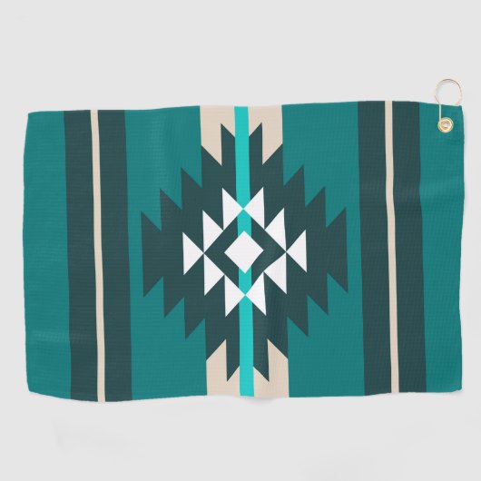 Aztec-ontwerp in turkooiskleur golfhanddoek (Horizontaal)