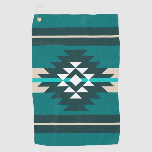 Aztec-ontwerp in turkooiskleur golfhanddoek (Voorkant)