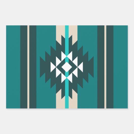 Aztec-ontwerp in turkooiskleur inpakpapier vel (Voorkant 3)