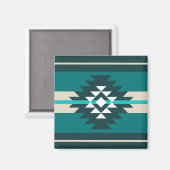 Aztec-ontwerp in turkooiskleur magneet (Voorkant / Achterkant)