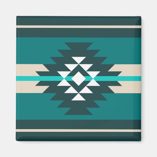 Aztec-ontwerp in turkooiskleur magneet (Voorkant)