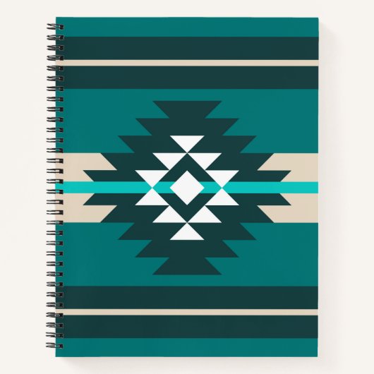 Aztec-ontwerp in turkooiskleur notitieboek (Voorkant)