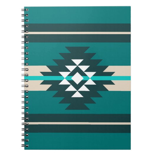 Aztec-ontwerp in turkooiskleur notitieboek (Voorkant)