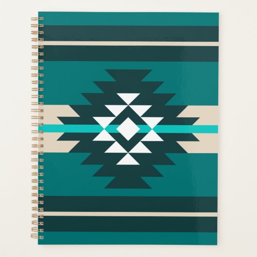 Aztec-ontwerp in turkooiskleur planner (Voorkant)