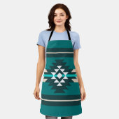 Aztec-ontwerp in turkooiskleur schort (Gedragen)