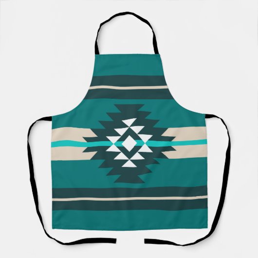 Aztec-ontwerp in turkooiskleur schort (Voorkant)
