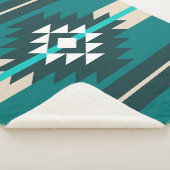 Aztec-ontwerp in turkooiskleur sherpa deken (3/4)