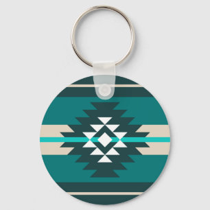 Aztec-ontwerp in turkooiskleur sleutelhanger