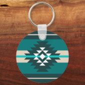 Aztec-ontwerp in turkooiskleur sleutelhanger (Voorkant)