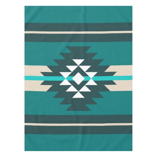 Aztec-ontwerp in turkooiskleur tafelkleed (Voorkant)