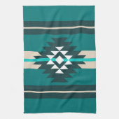 Aztec-ontwerp in turkooiskleur theedoek (Verticaal)