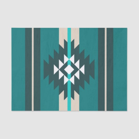 Aztec-ontwerp in turkooiskleur tissuepapier (Voorkant)